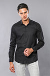 Plain Slim Fit Black Men Shirt - Wessi