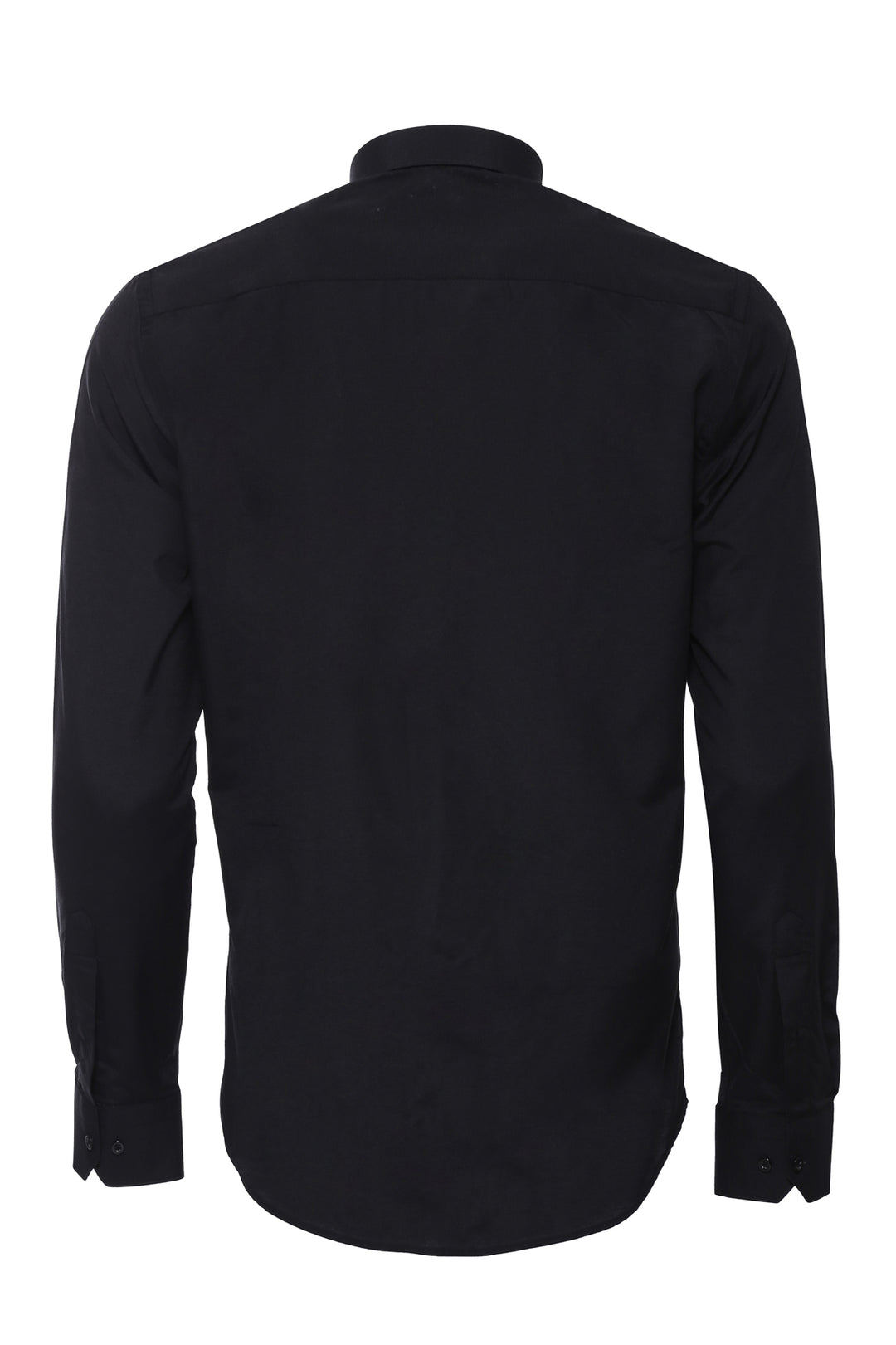 Plain Long Sleeves Regular Fit Black Men Shirt - Wessi