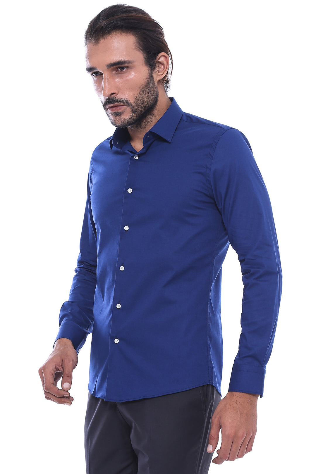 Camisa azul índigo de corte entallado para hombre | wess