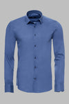 Long Sleeve Slim-Fit Navy Blue Men Shirt - Wessi