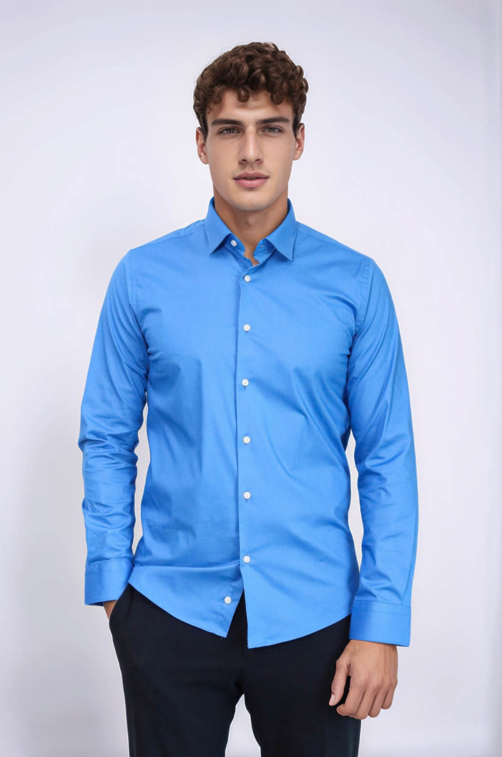 Camicia da uomo slim fit blu | Wess