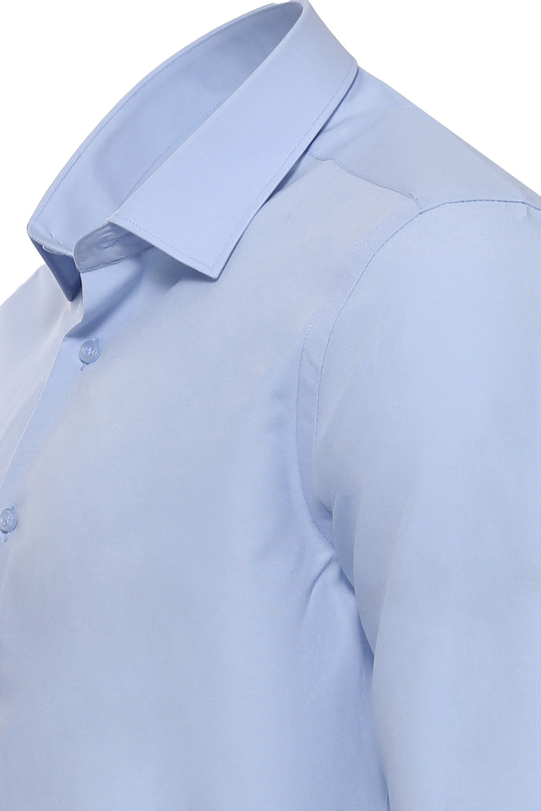 Sky Blue Plain Long Sleeves Regular Fit Shirt - Wessi
