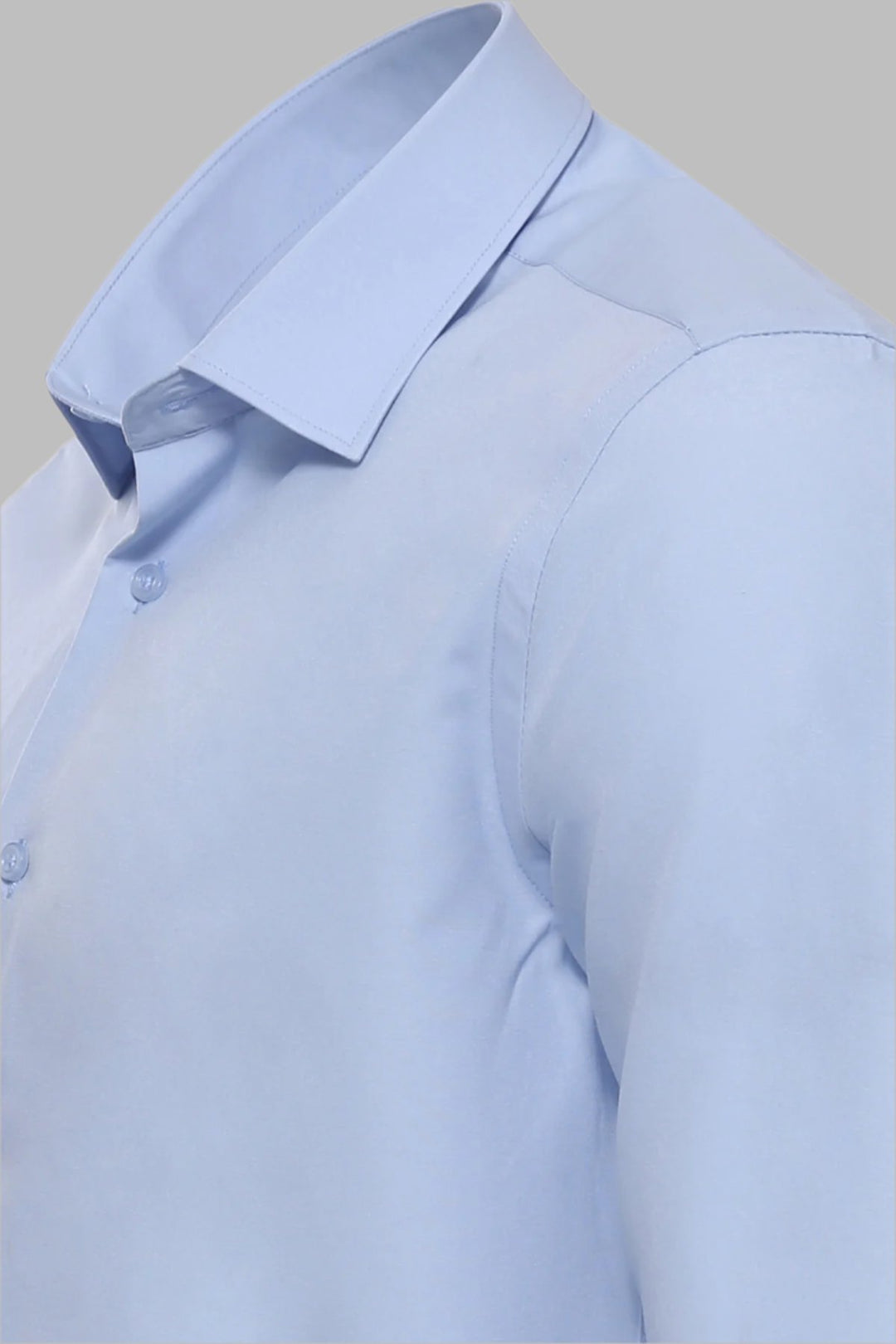 Sky Blue Plain Long Sleeves Regular Fit Shirt - Wessi