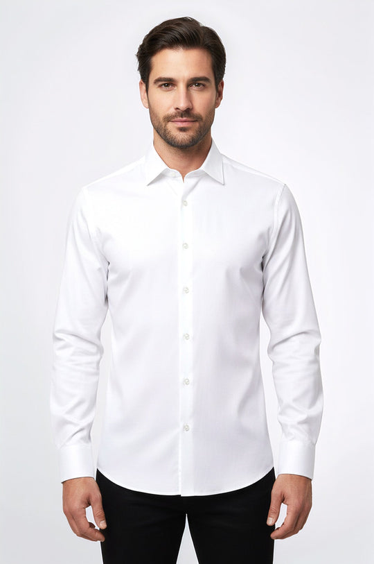 Camicia slim fit a maniche lunghe color crema - Wessi