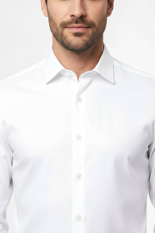 Camicia slim fit a maniche lunghe color crema - Wessi