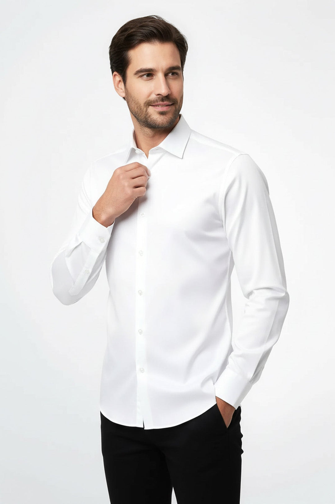 Camisa Slim Fit Crema Manga Larga - Wessi