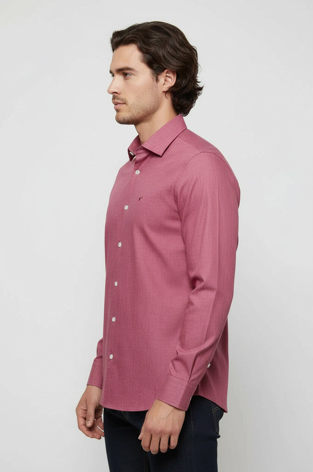 Slim Fit Burgundy Long Sleeve Men's Shirt - Wessi