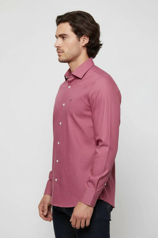Camisa Hombre Slim Fit Burdeos Manga Larga - Wessi