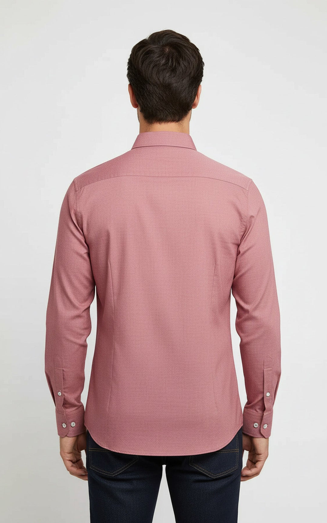 Camicia da uomo color salmone a maniche lunghe, vestibilità slim, tinta unita - Wessi