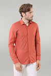 Plain Slim Fit Long Sleeves Salmon Color Men Shirt - Wessi