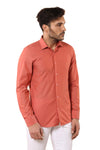 Plain Slim Fit Long Sleeves Salmon Color Men Shirt - Wessi