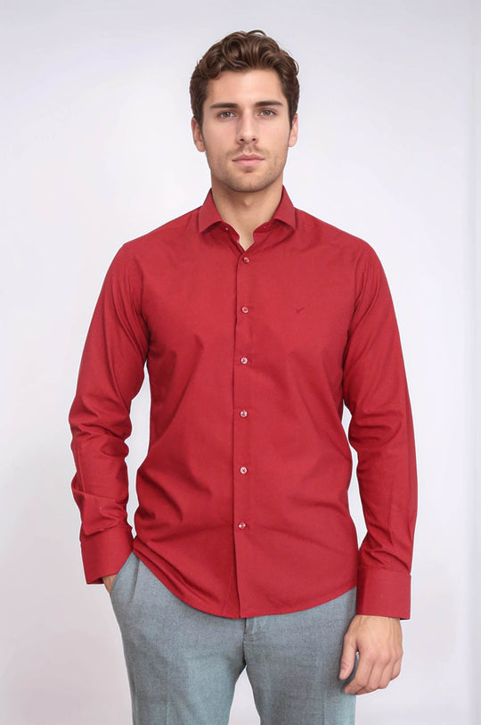 Plain Slim Fit Claret Red Men Shirt - Wessi Wessi - Discover Diversity Plain Slim Fit Claret Red Men Shirt - Wessi Wessi - Discover Diversity