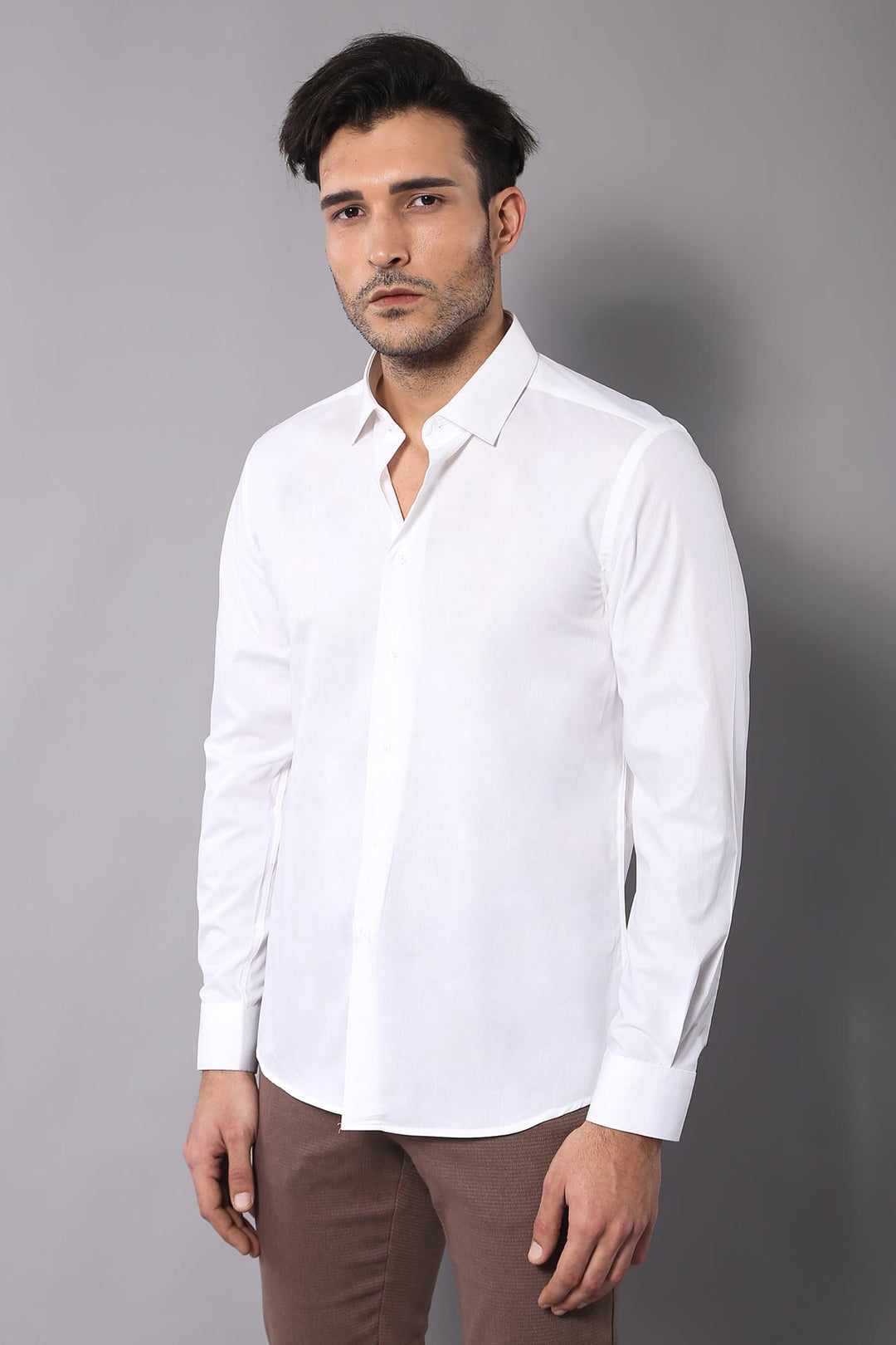Camicia color crema slim fit in poli cotone - Wessi