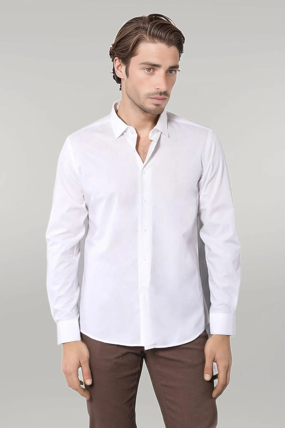 Poly Cotton Slim Fit Cream Shirt - Wessi