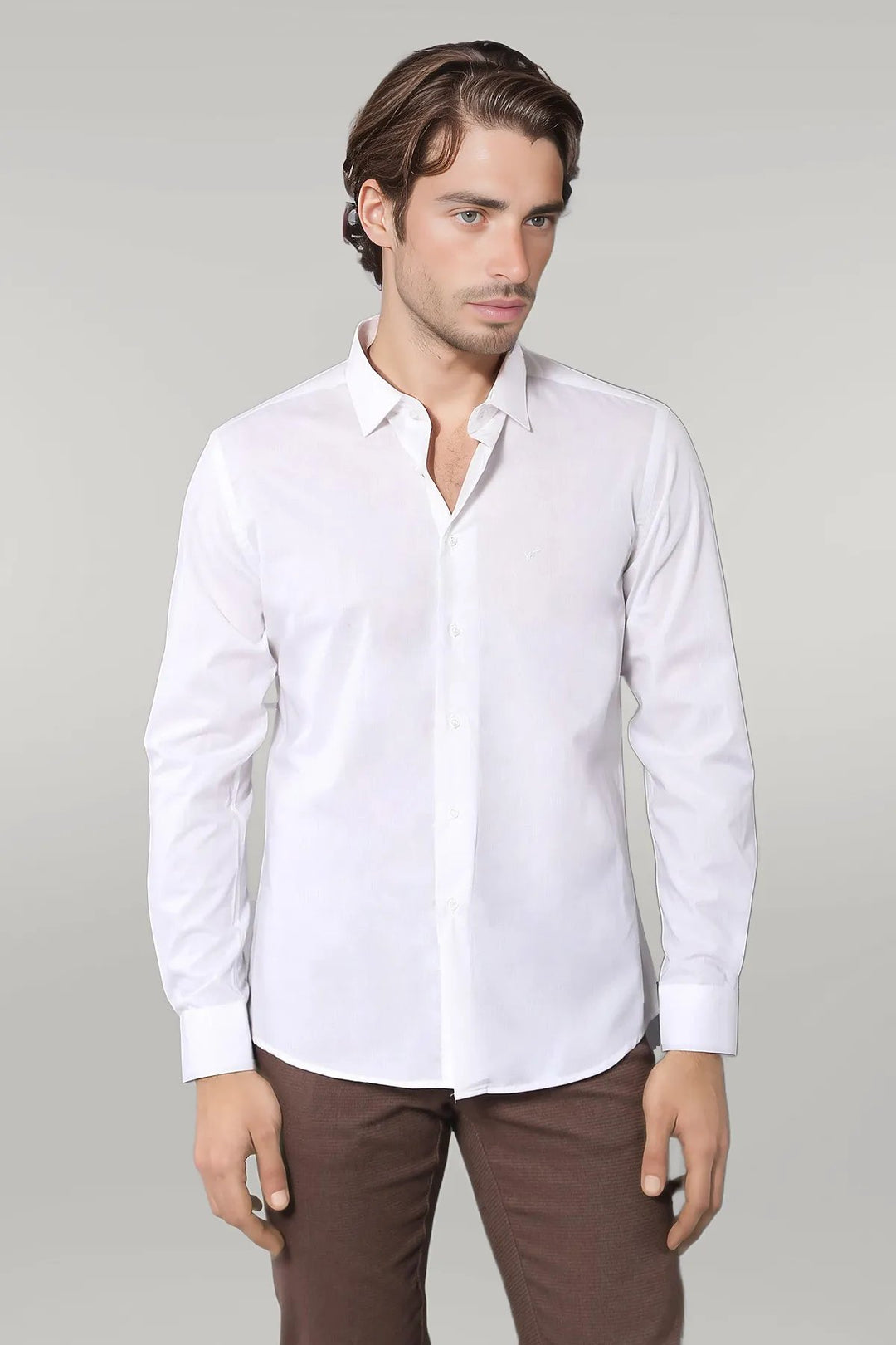 Poly Cotton Slim Fit Cream Shirt - Wessi