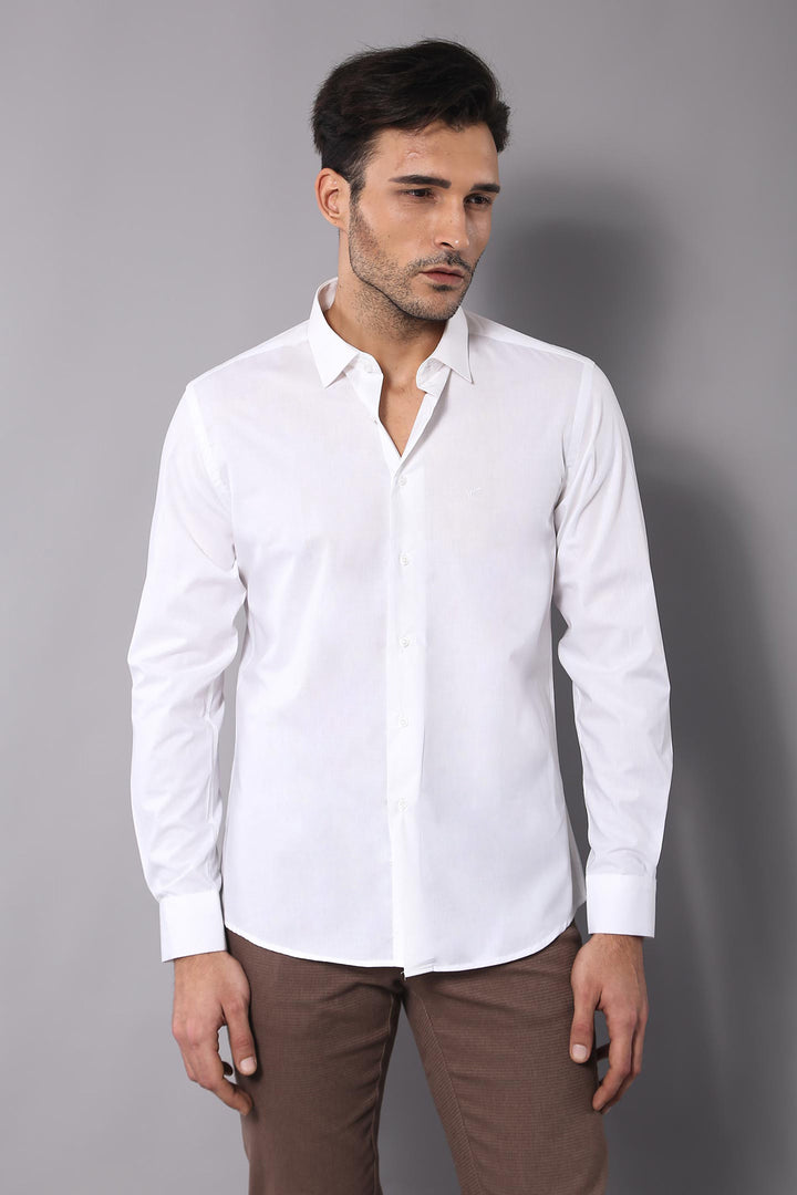 Camicia color crema slim fit in poli cotone - Wessi