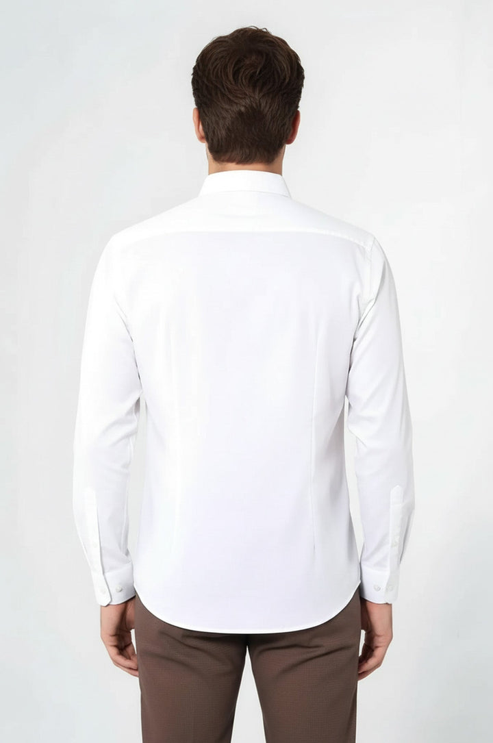 Camisa Slim Fit Crema De Polialgodón - Wessi