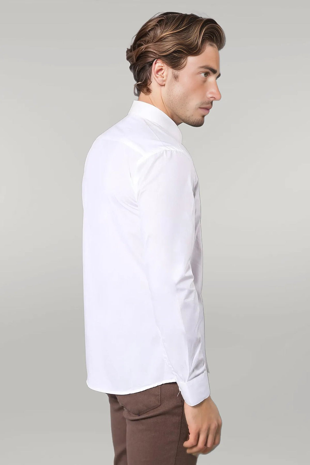 Poly Cotton Slim Fit Cream Shirt - Wessi