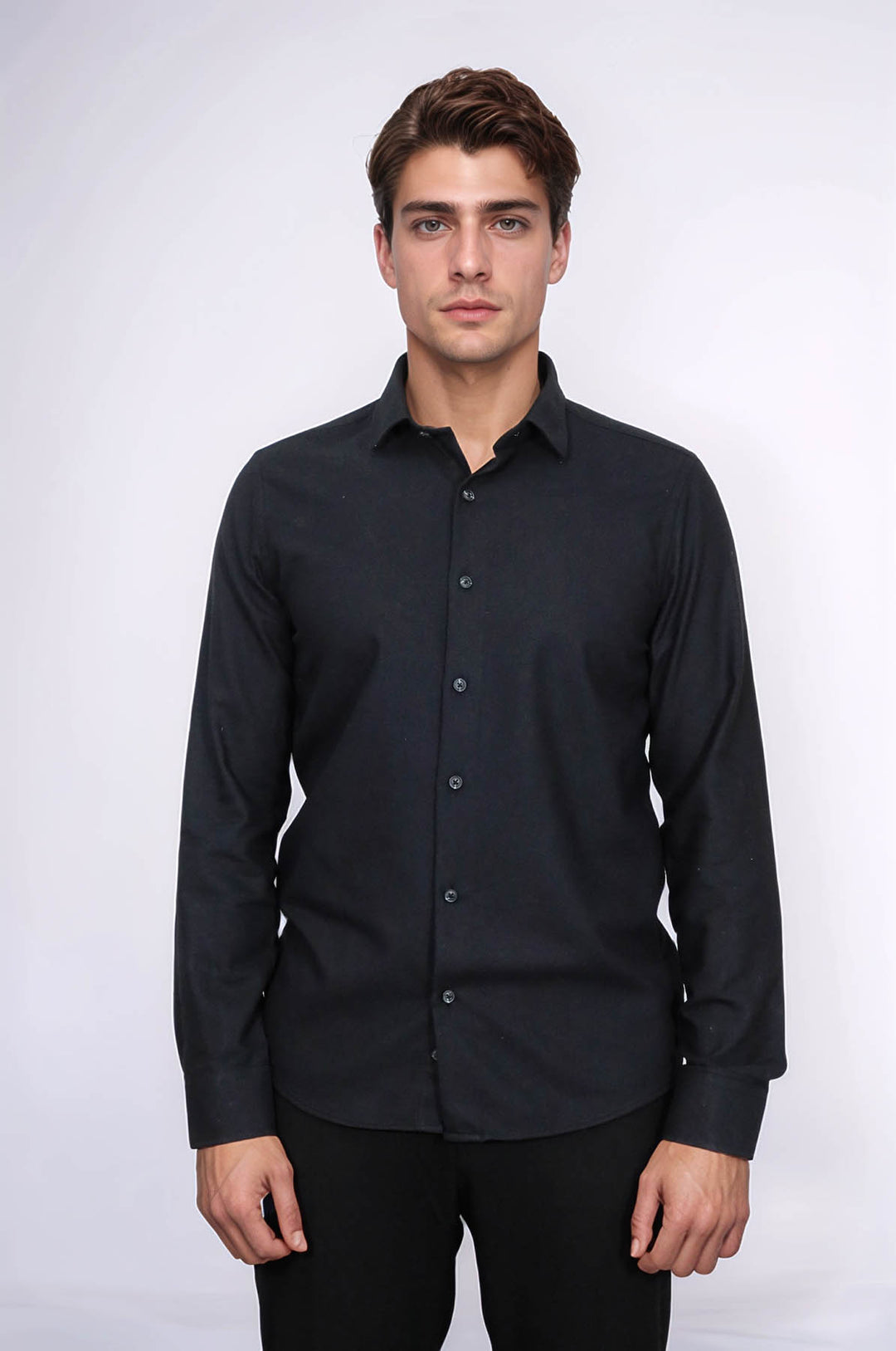 Chemise Bûcheron Homme Noire Coupe Slim Unie - Wessi