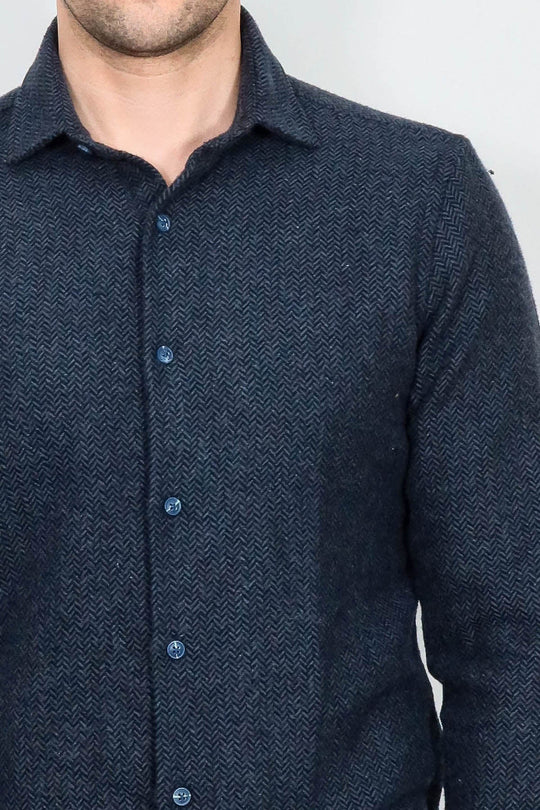 Camisa de leñador de hombre estampada azul marino de invierno - Wessi