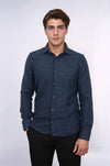 Winter Navy Blue Patterned Men's Lumberjack Shirt - Wessi
