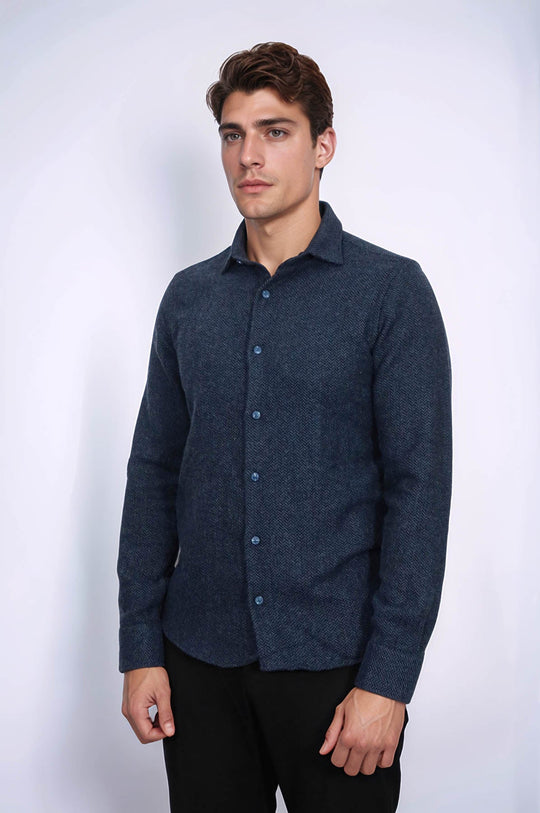 Camisa de leñador de hombre estampada azul marino de invierno - Wessi