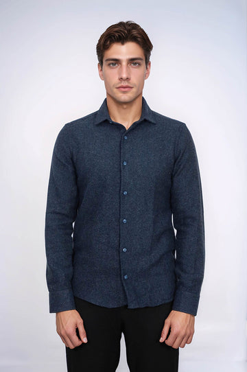 Camisa de leñador de hombre estampada azul marino de invierno - Wessi