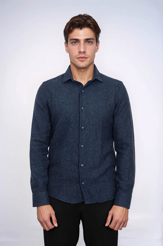 Camisa de leñador de hombre estampada azul marino de invierno - Wessi