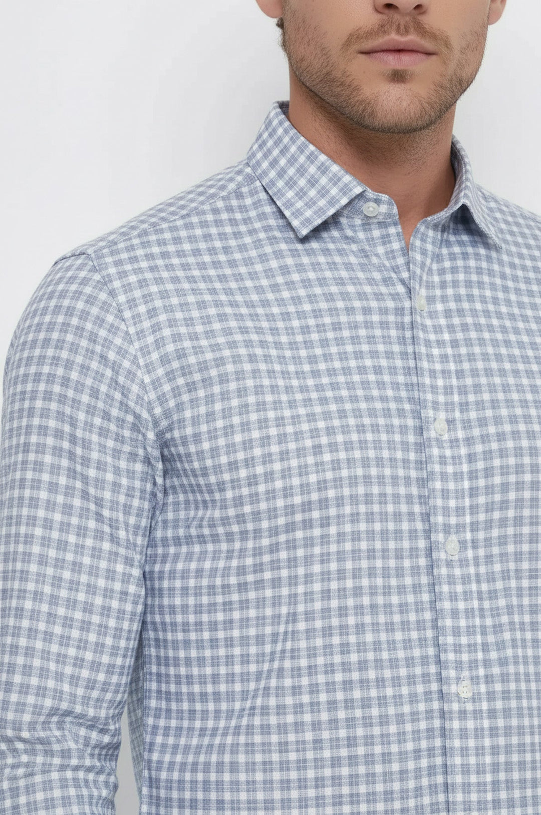 Slim Fit Plaid Patterned Navy Blue Shirt - Wessi