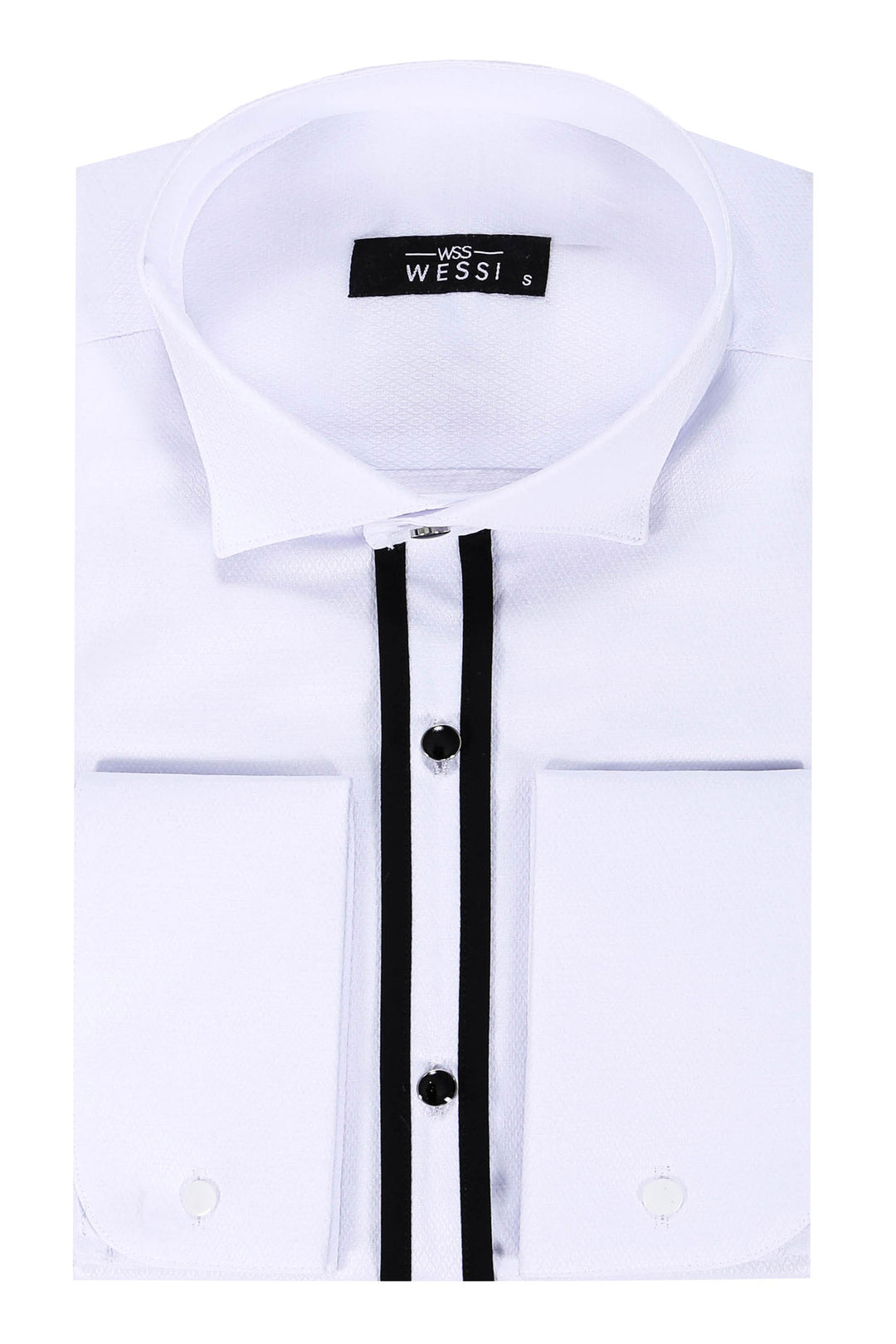 White Stand Collar Formal Shirt - Wessi