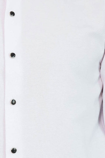 White Band Collar Shirt with Stone-Detail Buttons - Wessi