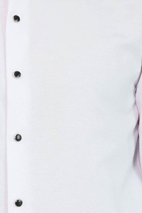 White Band Collar Shirt with Stone-Detail Buttons - Wessi