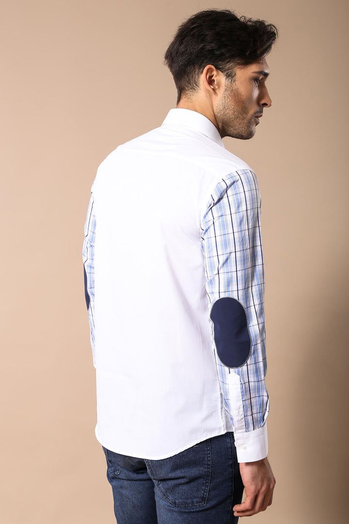 Camisa blanca con mangas a cuadros - Wessi