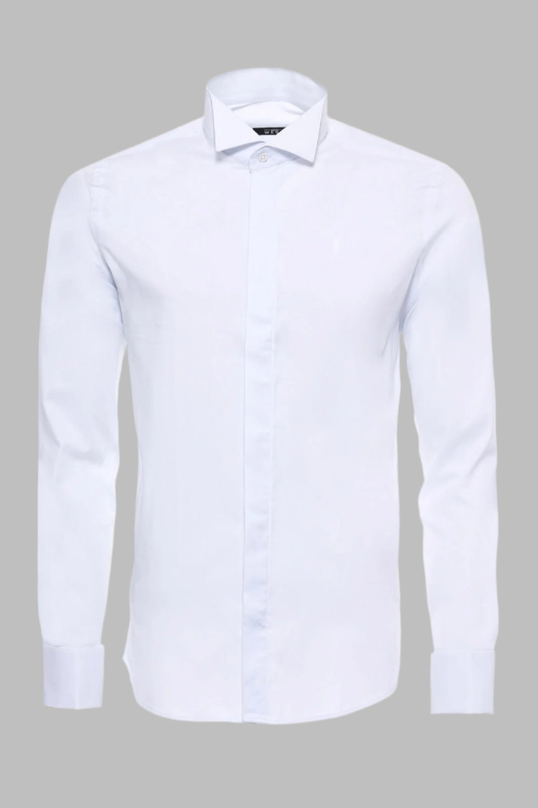 White Plain Stand Collar Formal Tuxedo Shirt - Wessi