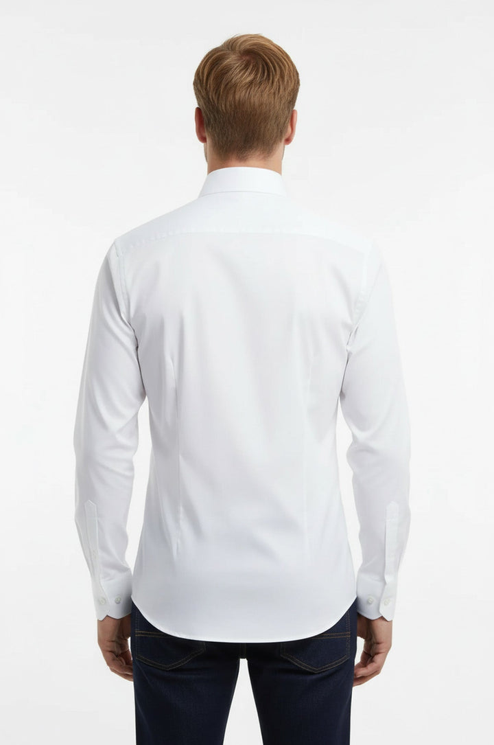 White Plain Stand Collar Formal Tuxedo Shirt - Wessi