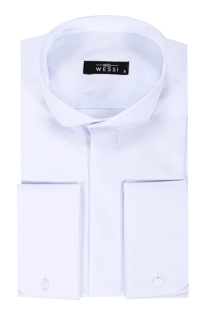 Camicia da smoking formale bianca con colletto rialzato - Wessi