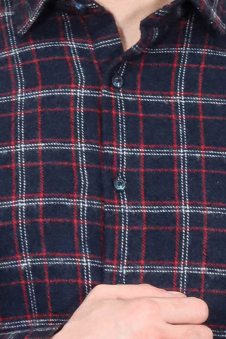 Camisa Leñador Hombre Azul Marino Estampado Grueso - Wessi