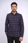 Camisa Leñador Hombre Azul Marino Estampado Grueso - Wessi
