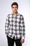 Camicia da boscaiolo da uomo grigia a quadri spessi - Wessi