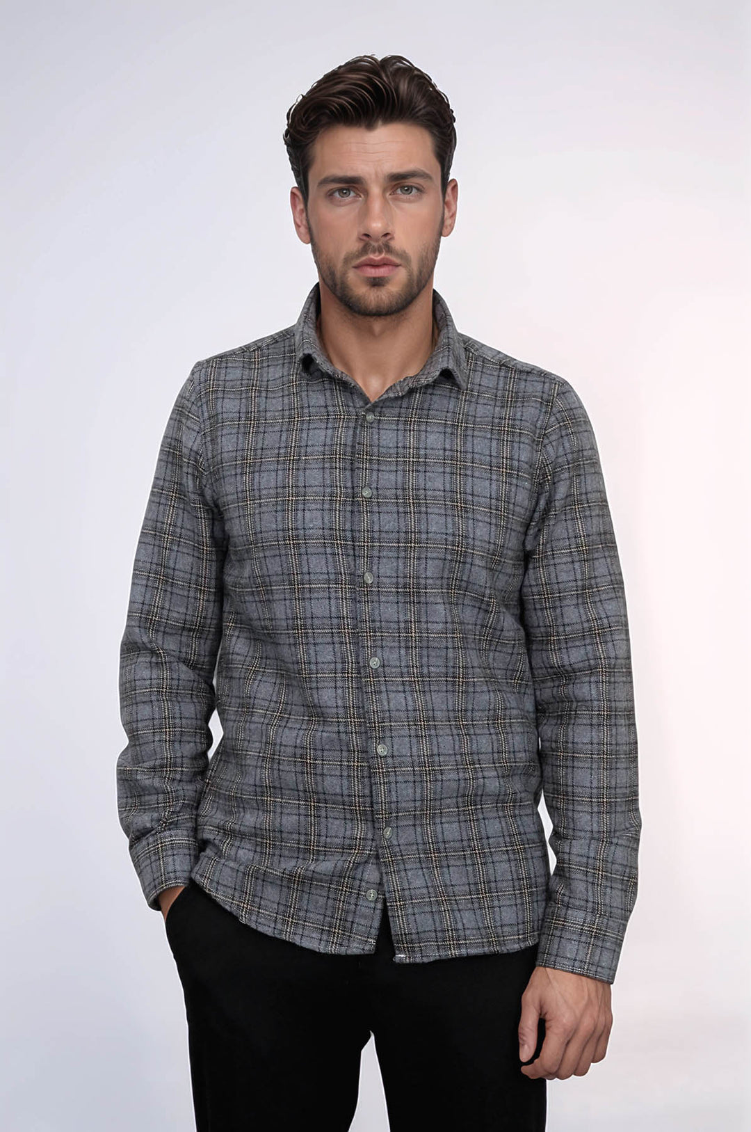 Camisa Lumberjack Hombre Cuadros Gris Oscuro - Wessi