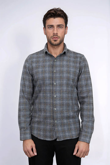 Клетчатая темно-серая мужская рубашка лесоруба - Wessi