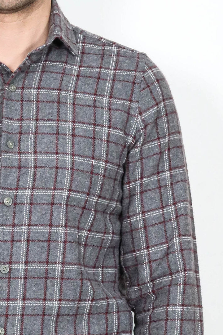 Camicia da boscaiolo da uomo grigia a quadri - Wessi