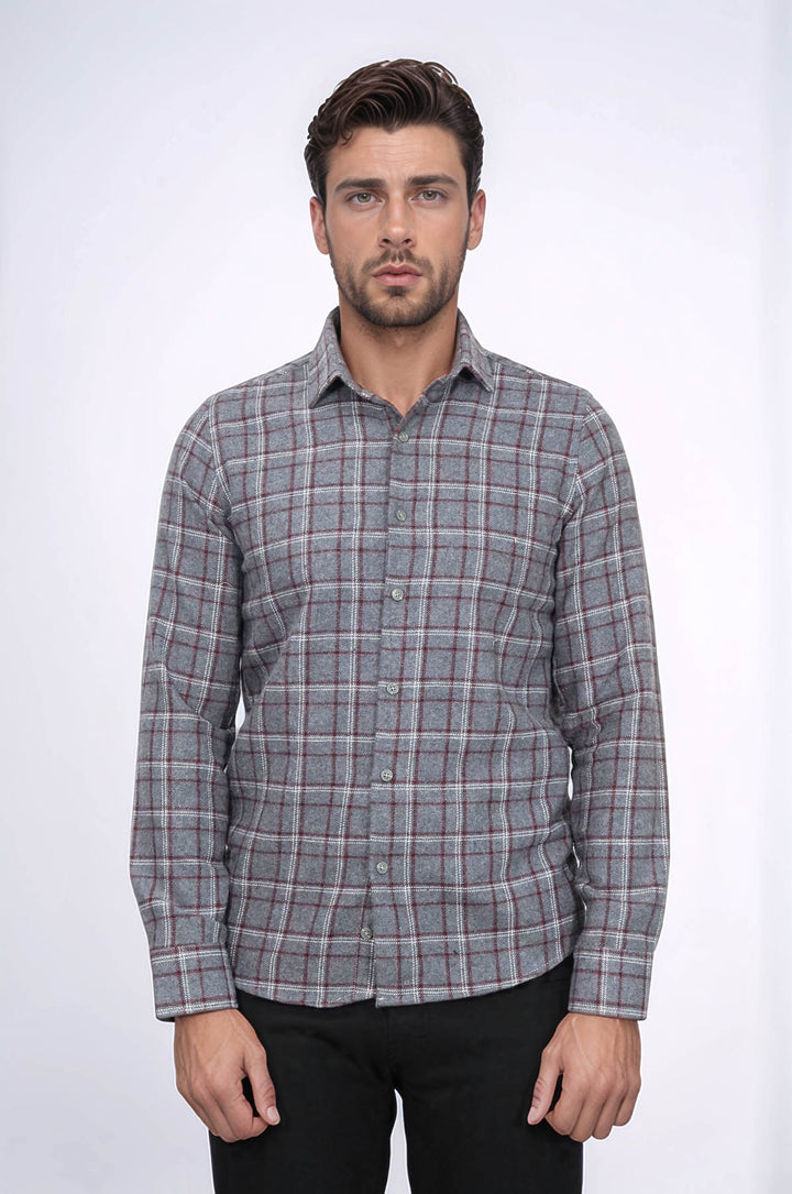 Camicia da boscaiolo da uomo grigia a quadri - Wessi