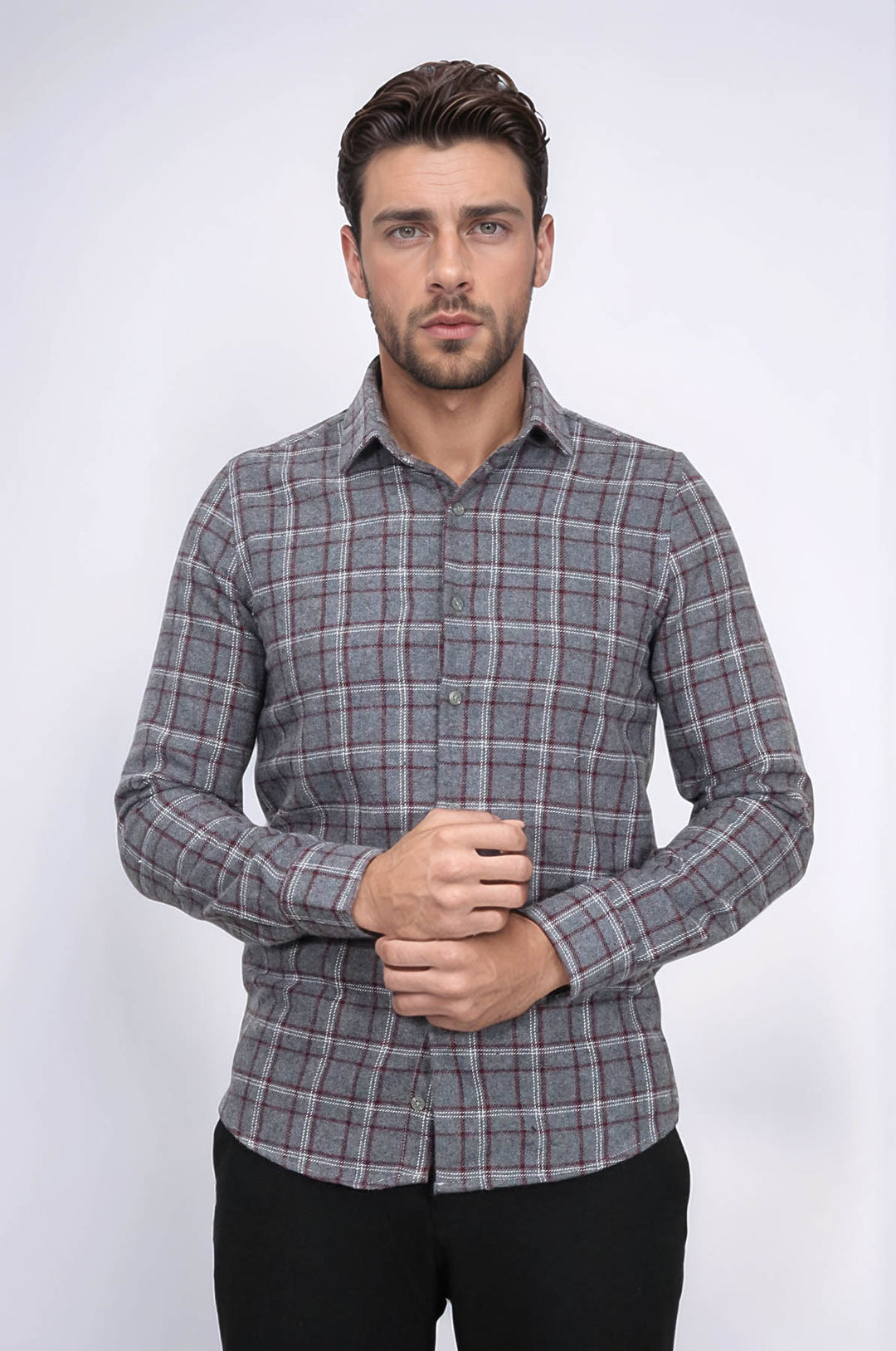 Camicia da boscaiolo da uomo grigia a quadri - Wessi