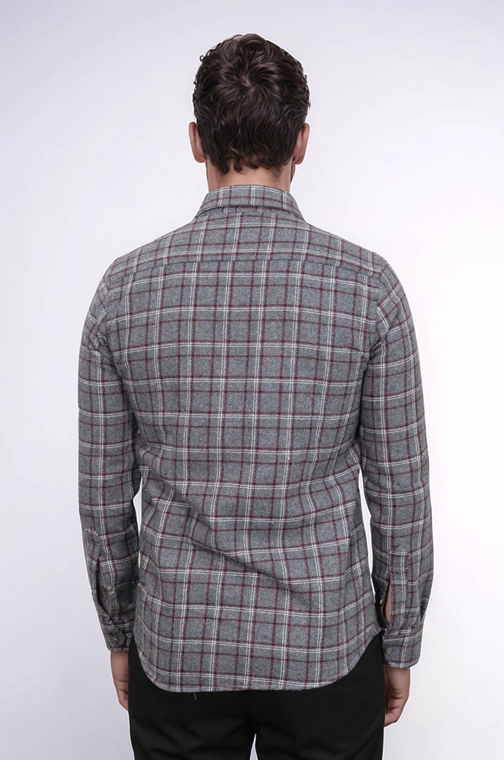 Camicia da boscaiolo da uomo grigia a quadri - Wessi