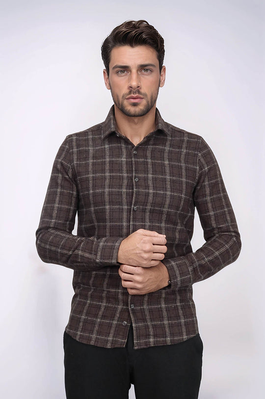 Checked Brown Men Lumberjack Shirt - Wessi