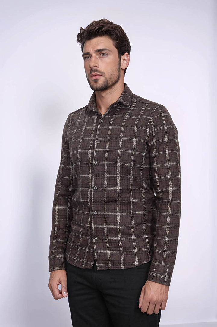 Camicia da boscaiolo da uomo marrone a quadri - Wessi