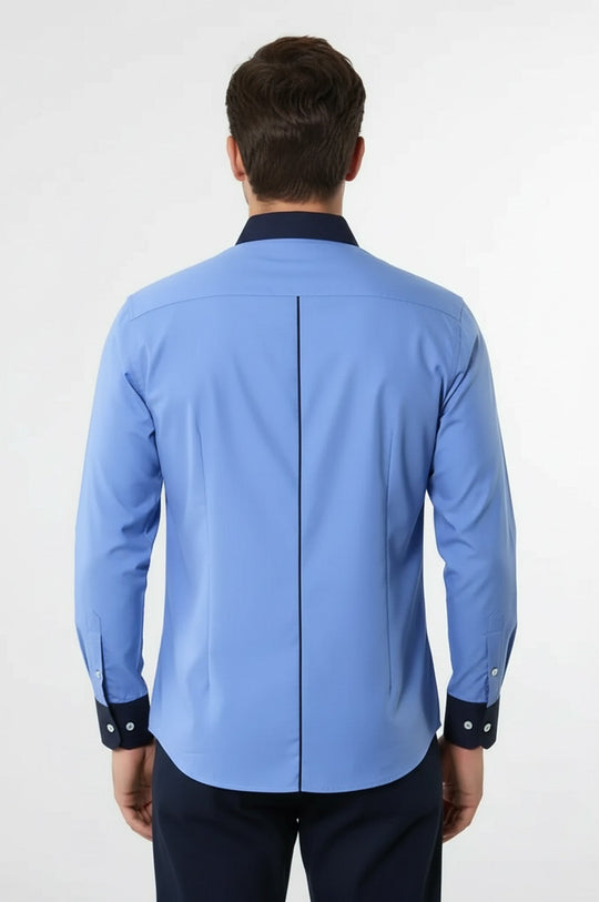 Двухцветная синяя рубашка Slim Fit | Весс