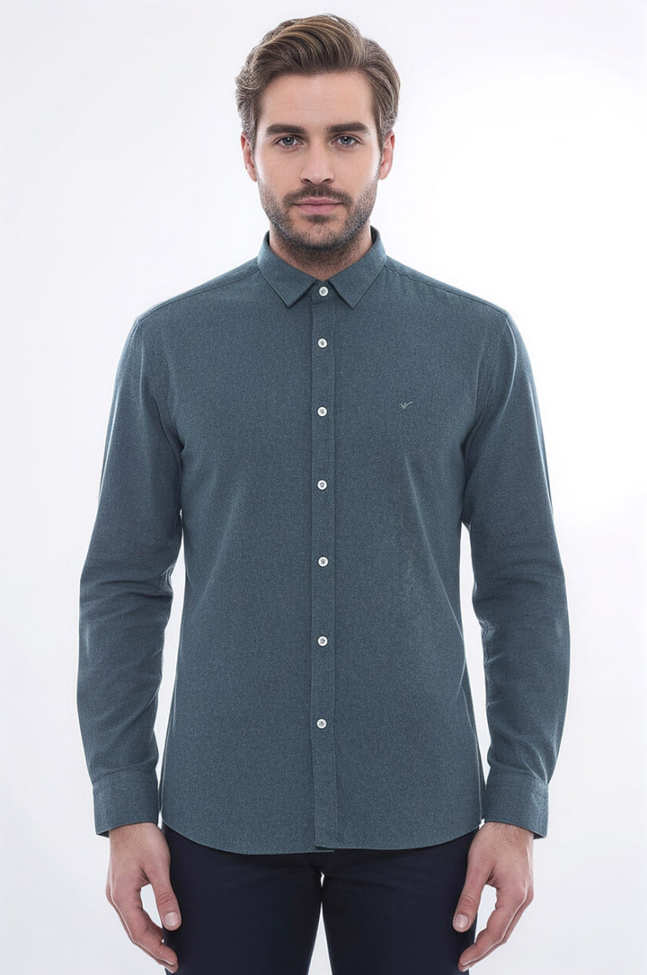 Patterned Wool Green Shirt - Wessi