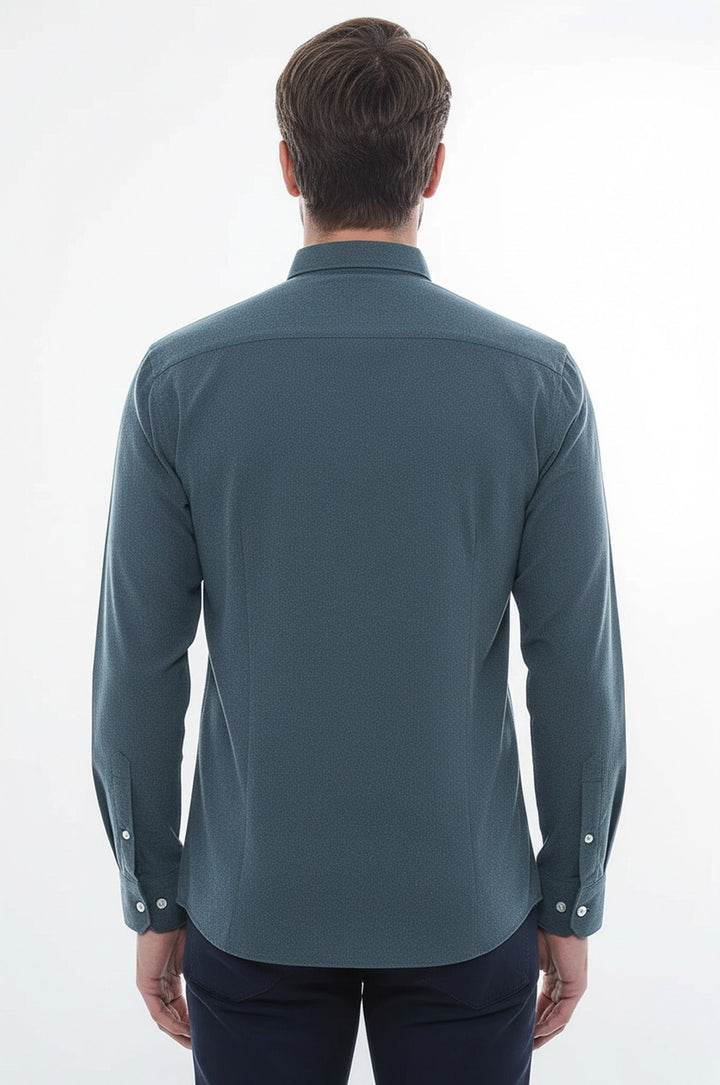 Patterned Wool Green Shirt - Wessi